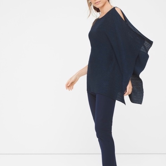 White House Black Market Tops - WHBM Asymmetric drape sleeve shimmer top